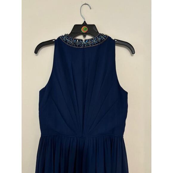 Ieena Duggal 55147 Beaded Jewel Neck A-Line Simple Formal Dress Blue NWT Sz 8 - Picture 7 of 10